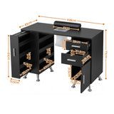 Artiss Manicure Table Nail Desk with Built-in Dust Collector Beauty Salon Station Drawers Shelves Wrist Cushion Black - Top-Down View