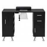 Artiss Manicure Table Nail Desk with Built-in Dust Collector Beauty Salon Station Drawers Shelves Wrist Cushion Black - 45-Degree Angle