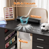 Artiss Manicure Table Nail Desk with Built-in Dust Collector Beauty Salon Station Drawers Shelves Wrist Cushion Black - Rear View