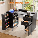 Artiss Manicure Table Nail Desk with Built-in Dust Collector Beauty Salon Station Drawers Shelves Wrist Cushion Black - Close-Up Angle