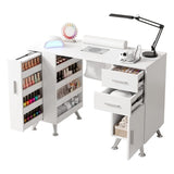 Artiss Manicure Table Nail Desk with Built-in Dust Collector Beauty Salon Station Drawers Shelves Wrist Cushion White - Front View