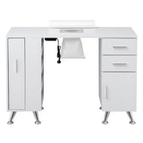 Artiss Manicure Table Nail Desk with Built-in Dust Collector Beauty Salon Station Drawers Shelves Wrist Cushion White - 45-Degree Angle