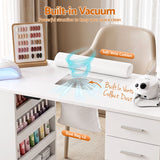 Artiss Manicure Table Nail Desk with Built-in Dust Collector Beauty Salon Station Drawers Shelves Wrist Cushion White - Rear View