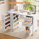 Artiss Manicure Table Nail Desk with Built-in Dust Collector Beauty Salon Station Drawers Shelves Wrist Cushion White - Close-Up Angle