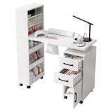 Artiss Manicure Table Nail Desk with Built-in Dust Collector Beauty Salon Station Drawers Shelves Wrist Cushion White - Front View