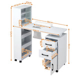 Artiss Manicure Table Nail Desk with Built-in Dust Collector Beauty Salon Station Drawers Shelves Wrist Cushion White - Top-Down View