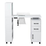 Artiss Manicure Table Nail Desk with Built-in Dust Collector Beauty Salon Station Drawers Shelves Wrist Cushion White - 45-Degree Angle