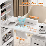 Artiss Manicure Table Nail Desk with Built-in Dust Collector Beauty Salon Station Drawers Shelves Wrist Cushion White - Rear View