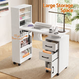 Artiss Manicure Table Nail Desk with Built-in Dust Collector Beauty Salon Station Drawers Shelves Wrist Cushion White - Close-Up Angle
