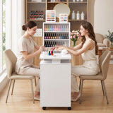 Artiss Manicure Table Nail Desk with Built-in Dust Collector Beauty Salon Station Drawers Shelves Wrist Cushion White - Extra Image
