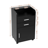 Artiss Professional Salon Station Rolling Cart, Hair Styling Beauty Cabinet with 2 Drawers & 2 Appliance Holders, Wood Barber Spa Trolley with 360° Wheels for Skincare & Vanity, Black - Top-Down View