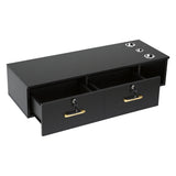 Artiss Wall Mounted Salon Station Cabinet, Hair Styling Station with 2 Lockable Drawers & 3 Appliance Holders, Wooden Barber Spa Equipment for Vanity, Black - Front View