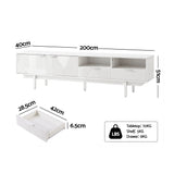 Artiss TV Unit Entertainment Unit Storage Cabinet Drawer 200cm White - Top-Down View