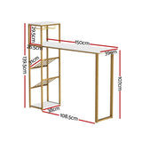 Artiss Bar Table Dining Storage Shelf Wine Rack Home Kitchen Office Desk Gold - Top-Down View