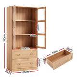 Artiss Buffet Sideboard Cabinets X2 180cm Hutch Storage Kitchen Drawer Door Wood - Side View