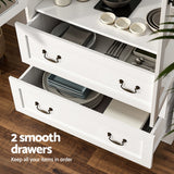 Artiss Buffet Sideboard 180cm Hutch Storage Cabinet Kitchen Drawer Door White - Close-Up Angle