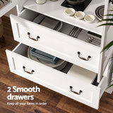 Artiss Buffet Sideboard Cabinets X2 180cm Hutch Storage Kitchen Clear Door White - Close-Up Angle