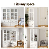 Artiss Buffet Sideboard Cabinets X2 180cm Hutch Storage Kitchen Clear Door White - Extra Image