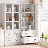 Artiss Buffet Sideboard Cabinets X2 180cm Hutch Storage Kitchen Clear Door White - Extra Image