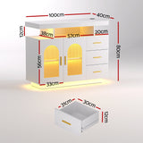 Artiss Buffet Sideboard Cabinet LED Clear Door Kitchen Storage Drawers White - Side View