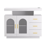 Artiss Buffet Sideboard Cabinet LED Clear Door Kitchen Storage Drawers White - Top-Down View
