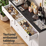 Artiss Buffet Sideboard Storage Cabinet Kitchen Cupboard 2 Drawers 140CM Black - Rear View
