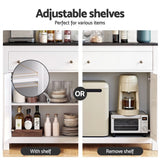 Artiss Buffet Sideboard Storage Cabinet Kitchen Cupboard 2 Drawers 140CM Black - Close-Up Angle