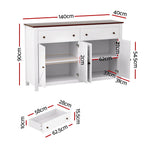 Artiss Buffet Sideboard Storage Cabinet Kitchen Cupboard 2 Drawers 140CM White