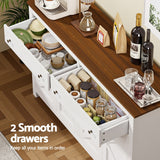 Artiss Buffet Sideboard Storage Cabinet Kitchen Cupboard 2 Drawers 140CM White - Rear View