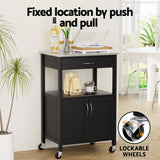 Artiss Kitchen Island Trolley Rolling Serving Cart Storage Drawer Cupboard 60cm - Close-Up Angle