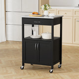 Artiss Kitchen Island Trolley Rolling Serving Cart Storage Drawer Cupboard 60cm - Low Angle