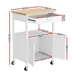 Artiss Kitchen Island Trolley Rolling Serving Cart Storage Drawer Cupboard 60cm