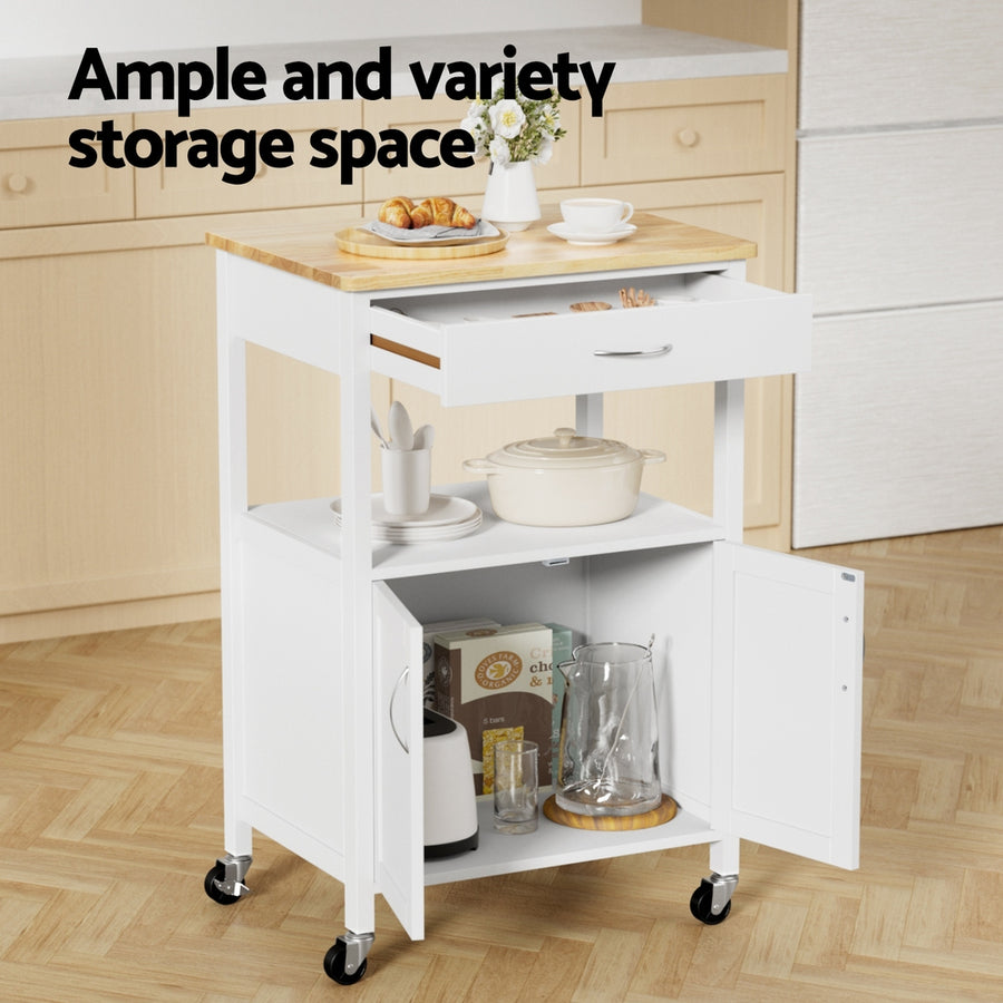Artiss Kitchen Island Trolley Rolling Serving Cart Storage Drawer Cupboard 60cm