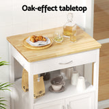 Artiss Kitchen Island Trolley Rolling Serving Cart Storage Drawer Cupboard 60cm - Rear View