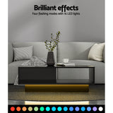 Artiss Coffee Table Led Lights Black - Top-Down View
