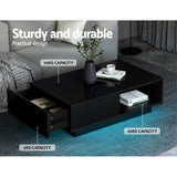 Artiss Coffee Table Led Lights Black - Rear View