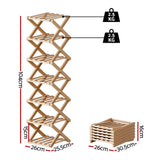 Artiss 7 Tier Bamboo Foldable Shoe Rack Organizer Entryway - Side View