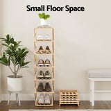 Artiss 7 Tier Bamboo Foldable Shoe Rack Organizer Entryway - 45-Degree Angle