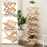 Artiss 7 Tier Bamboo Foldable Shoe Rack Organizer Entryway - Rear View