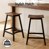 Artiss Bar Stools Set of 2 Kitchen Counter Stools Wooden Industrial Rustic Brown - Top-Down View