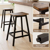 Artiss Bar Stools Set of 2 Kitchen Counter Stools Wooden Industrial Rustic Brown - Rear View