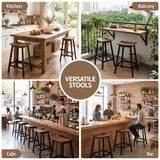 Artiss Bar Stools Set of 2 Kitchen Counter Stools Wooden Industrial Rustic Brown - Close-Up Angle