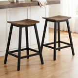 Artiss Bar Stools Set of 2 Kitchen Counter Stools Wooden Industrial Rustic Brown - Low Angle
