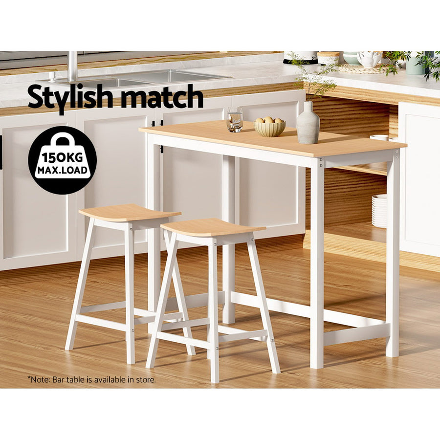 Artiss 2x Bar Stools Wooden Chairs Oak, image 4