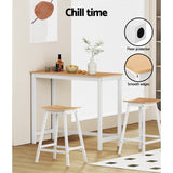 Artiss 2x Bar Stools Wooden Chairs Oak - Rear View
