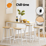 Artiss 4x Bar Stools Wooden Chairs Oak - Rear View