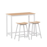 Artiss Bar Table and Stools Set Dining Desk Solid Wood Kitchen Chairs Cafe Pub - Close-Up Angle