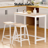 Artiss Bar Table and Stools Set Dining Desk Solid Wood Kitchen Chairs Cafe Pub - Top-Down View