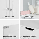 Artiss Bathroom Floor Storage Cabinet with 2 Drawers 3 Open Shelves 2 Doors White - 45-Degree Angle