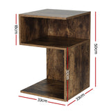 Artiss Bedside Table Shelves Side End Table Storage Nightstand Rust Oak UMENI - Front View